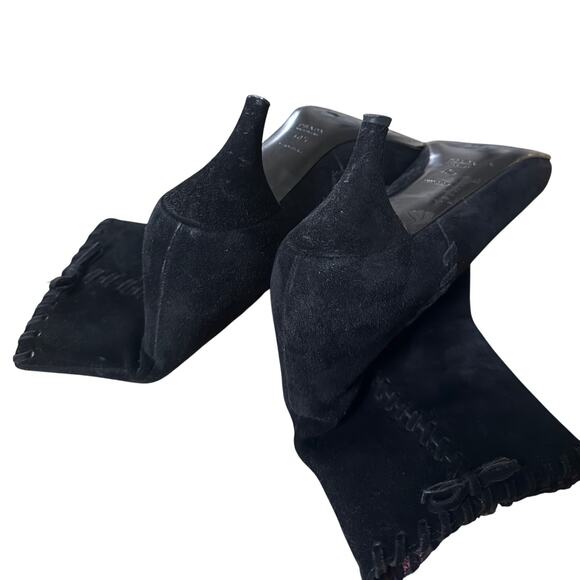 Prada Black Suede Kitten Heel Ankle Boots – Size 40.5 - Picture 6 of 10